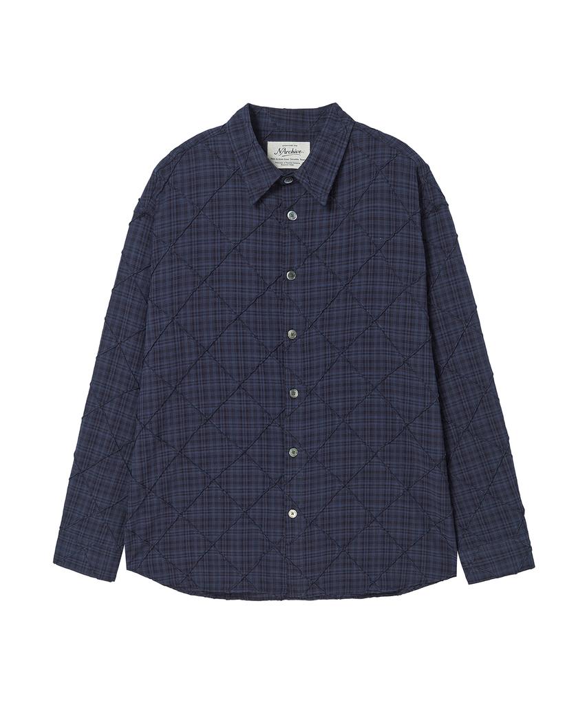 BEYOND CLOSET [Collection Line] Artisan Stitch Check Shirt Navy