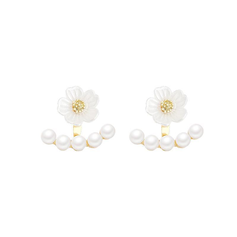 S925 Silver Needle Floral Pearl Earrings for Women - Elegant Design