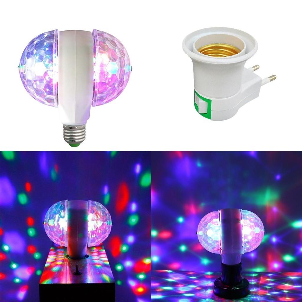 Яркая светодиодная лампа E27 6 Вт, двойная, шар, сценическая, RGB, идеально подходит для танцполов