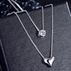 Lindon Fashion Copper Jewelry Pendants Heart-shaped Double Necklace for Women Zircon Gemstone Pendant Wedding Party Gift