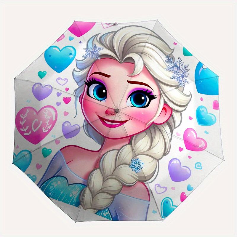 Disney Elsa,Frozen,Hearts Manual Opening and Closing Umbrella, 49-Rib Reinforced Folding Design, Lightweight