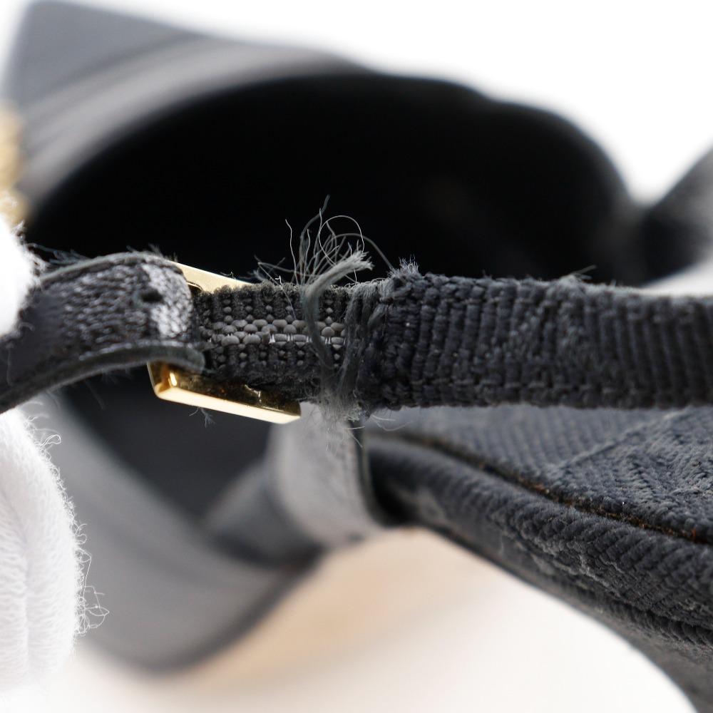 LOUIS VUITTON Heel pumps Monogram Strap sandals black canvas/leather Women Used