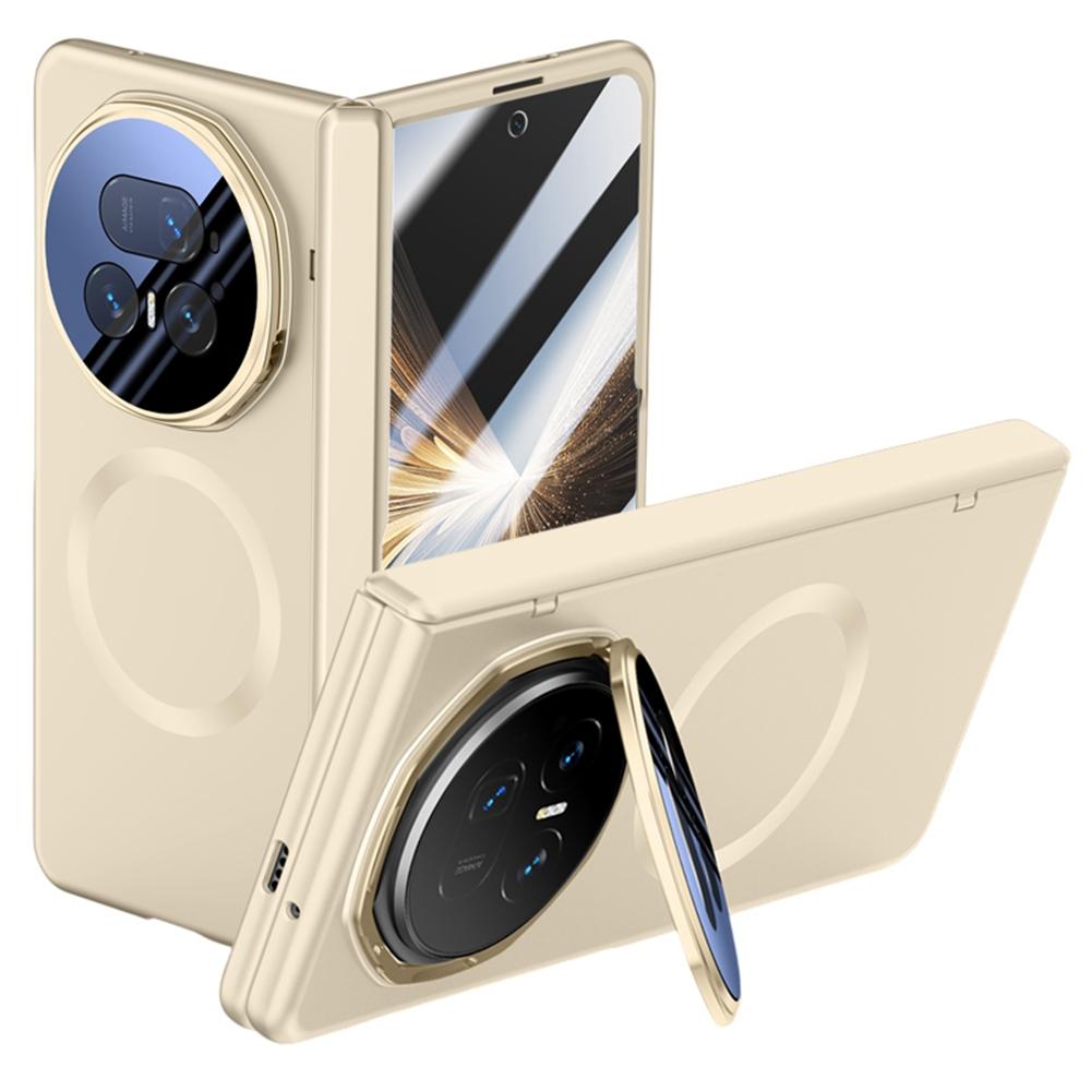 Для Honor Magic V5 5G Магнитный чехол Жесткий ПК Чехол для телефона с HD Закаленным стеклом, Подставка для объектива