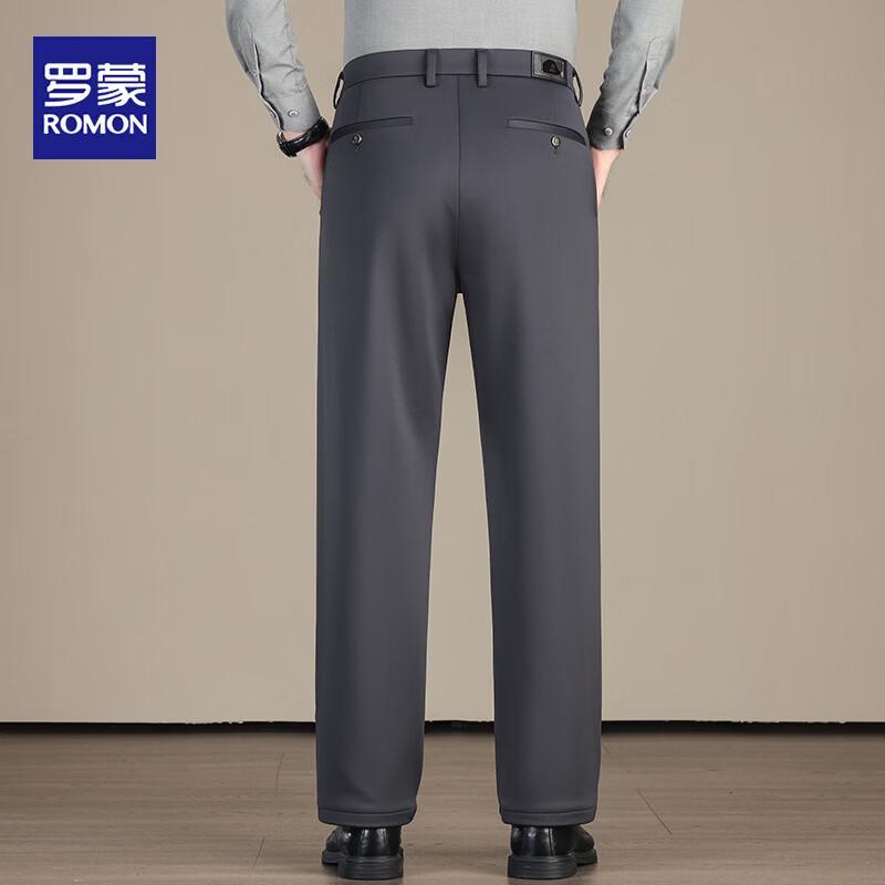 ROMON Men's Autumn/Winter Wool-Silk Blend Straight-Leg Trousers