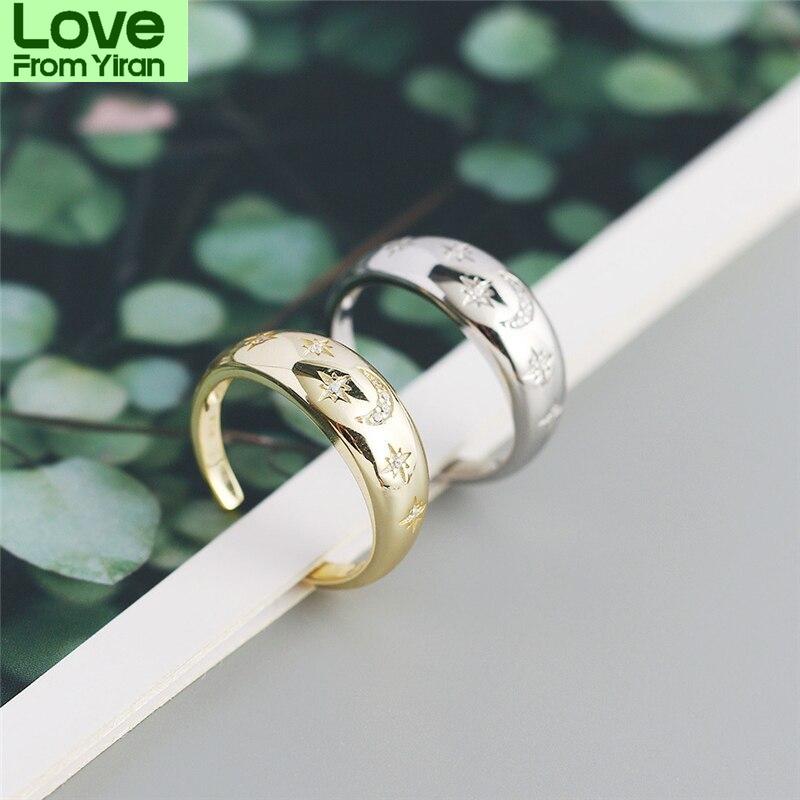 Bohemia Crystalline Moon Star For Women Open Rings Rings Jewelry Sterling Tone Finger Rings Gold Color / Rings RingsTrendy Rings