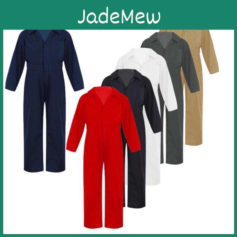 Boys Mechanic Coveralls Fashion Kids Long Sleeve Turndown Collar Zipper Front Jumpsuit Halloween Cosplay Costume