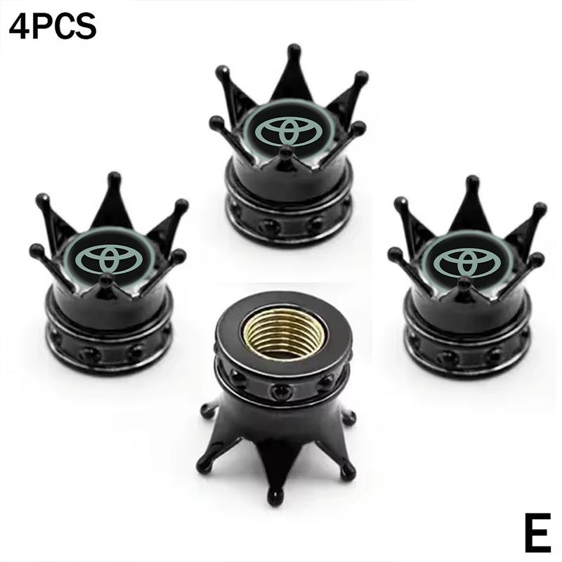 BBF1 4PCS Crown Style Tire Valve Stem Caps, Air Caps Cover, Aluminum Alloy Dustproof And Waterproof Valve Caps Cover For All Toyota