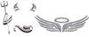 MIAOKASI 3D Devil & Angel Wings Emblem Sticker Silver Silver Devil Angel Wing Sticker Set