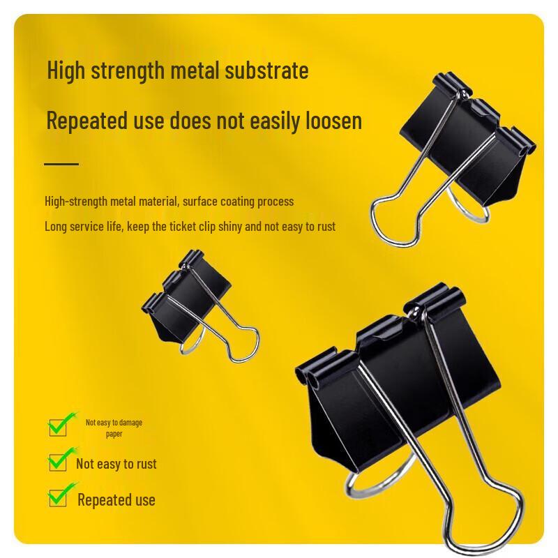 Deli 25mm Black Binder Clips with Bonus Paper Clips