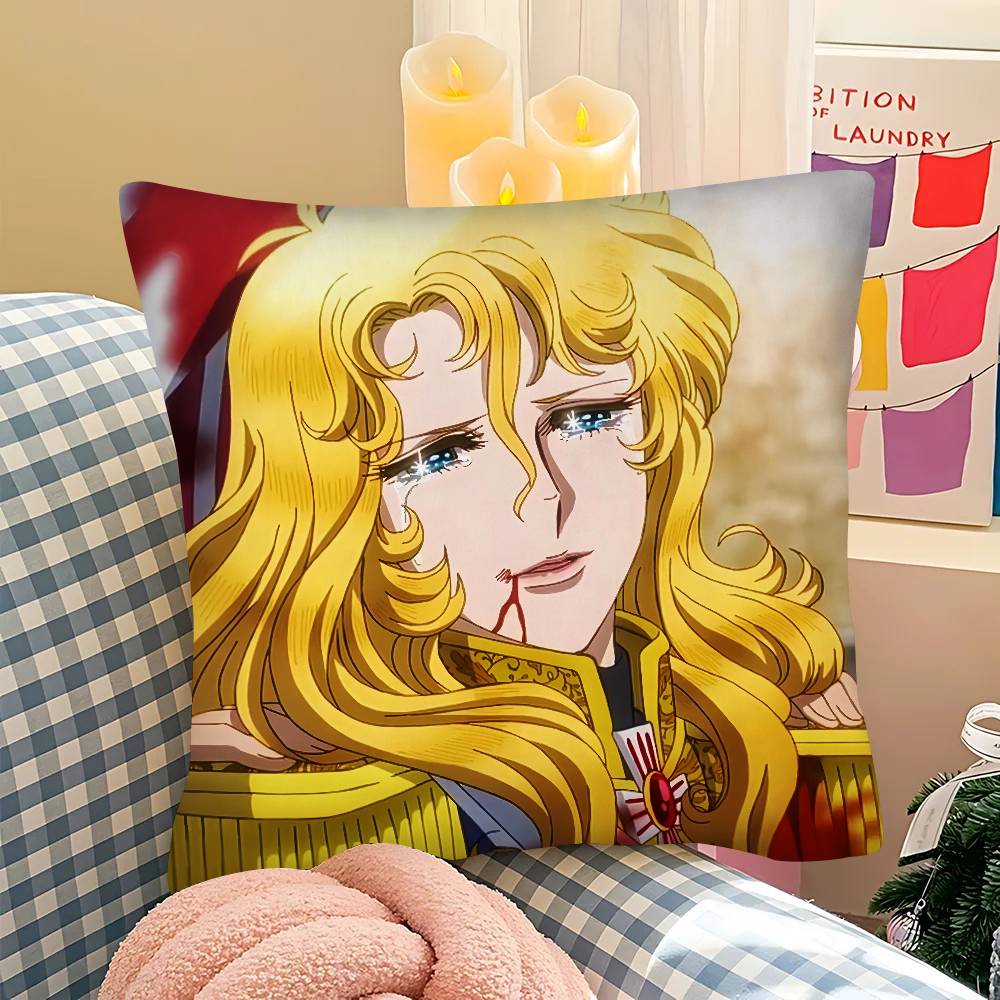 pc Classic The Rose Of Versailles Retro Anime Pillow Case Fashion Square Pillowcase Bedroom Sofa Room Ins Decoration Leisure