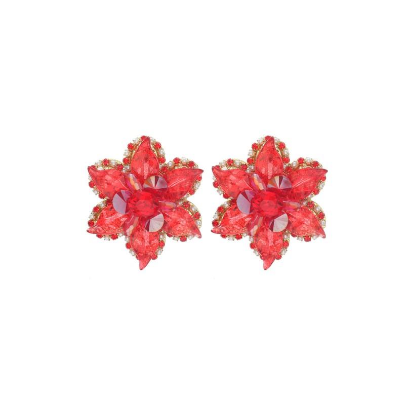 Oversized Layered Floral Crystal Stud Earrings Women Post Fashion Statement Jewelry 2026