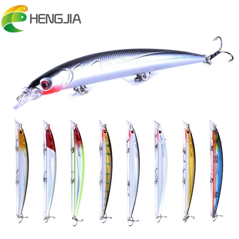 HENGJIA 8pc Minnow Fishing Lure with 3D Eyes Hook Bionic Pike Bass Bait Fishing Tool