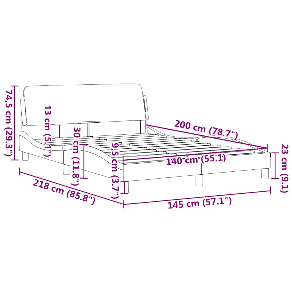 Dover Bed Frame Light Grey 140x200 cm Fabric