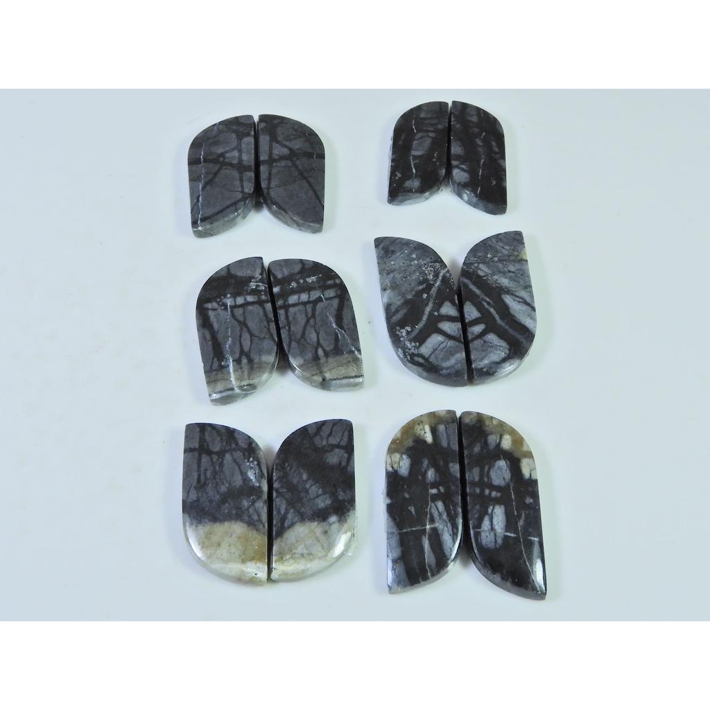 116Cts.Natural Picasso Jasper Matched Pair Fancy Cabochon Gemstone 6Pair Lot C-794