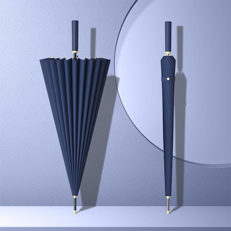 24-Bone Long Handle Umbrella: Large, Double-Reinforced Automatic Business Umbrella