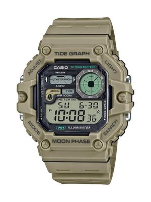 Casio Illuminator График приливов Фаза Луны Цифровые часы Современные 10-летние WS-1700H-5AV, Бежевые,