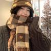 WTEMPO Женские осенне-зимние милые ветрозащитные шарфы в стиле ретро, элегантные, в клетку, с принтом в виде маленьких сердечек, рождественские, новогодние, теплые, с кисточками, подарки
