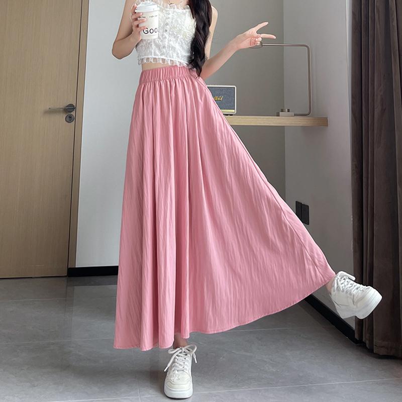 2025 Новая летняя юбка с высокой талией, женская юбка-зонтик А-силуэта, длинная плиссированная юбка, абрикосовая юбка Yamamoto