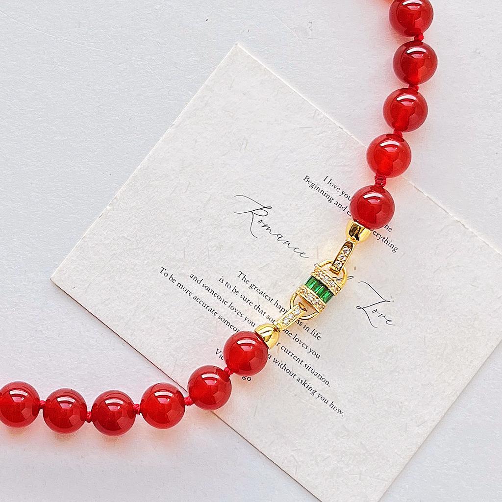 7A Style Retro Natural High Quality Pigeon Blood Red Carnelian Agate Design Sense Clavicle Chain Necklace Fidelity