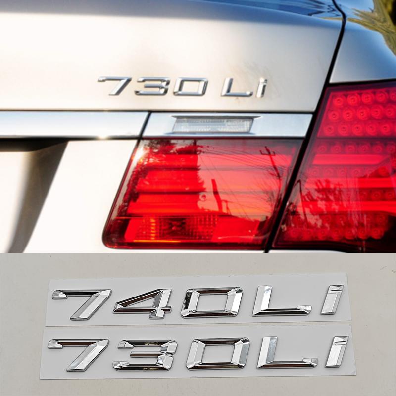 3D ABS Chrome Black Car Letters Logo 730Li 740Li Emblem Sticker Rear Trunk Badge For BMW 7 Series 730Li 740Li  Auto Accessories