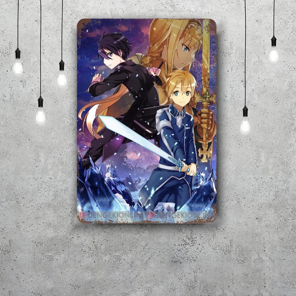 Sword Art Online Винтажная жестяная табличка Домашний декор Настенный декор Искусство Настенный плакат Украшение комнаты Декор Ретро Металлическая табличка Постеры для бара