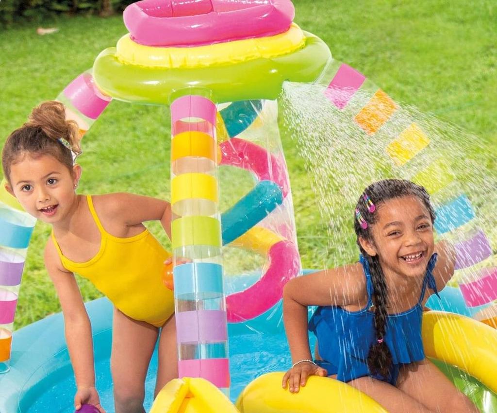 Rainbow inflatable playground