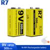 R7 9V 300mAh Rechargeable Batteries for Wireless Microphones, Guitars with EQ, Smoke Alarms, and Multimeters
