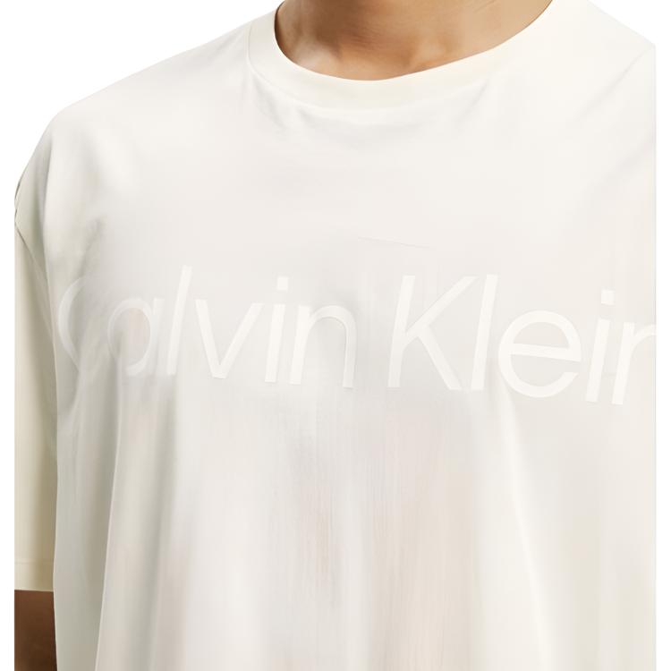 Calvin Klein Свободная повседневная футболка с логотипом и круглым вырезом, мужские топы цвета слоновой кости 40HM890-100