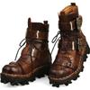 Autumn and Winter Men's Leather High Top Desert Short Boots, Motorcycle Boots, Thick Soled Punk Leather Boots