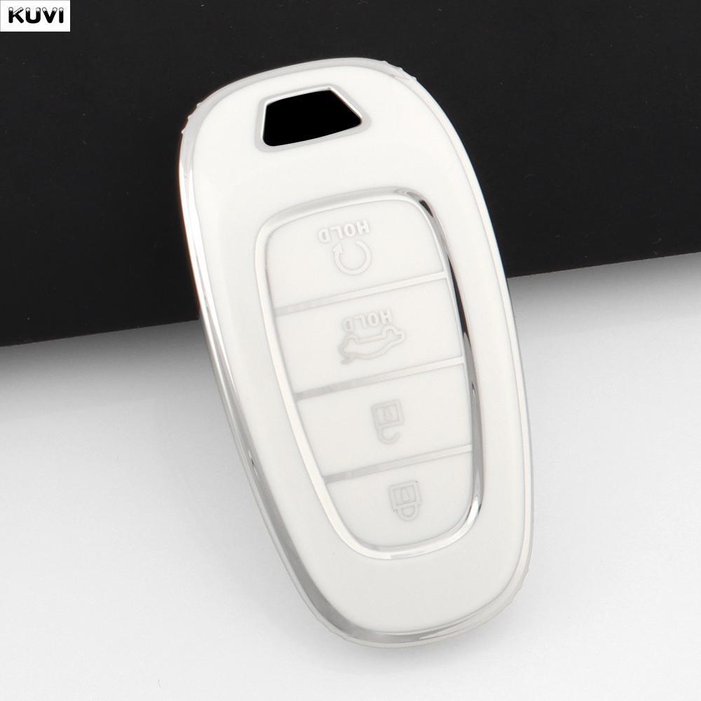 SKCW6 4 Button TPU Car Remote Key Case Cover For Hyundai Santa Fe Tucson 2022 NEXO NX4 Ioniq 5 Atos Prime Solaris 2021 Fob Accessories