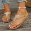 Lucyever Fashion Clip Toe Crystal Sandals Women 2024 Bohemian Style Slip On Platform Sandles Woman Beach Non Slip Flat Sandalias