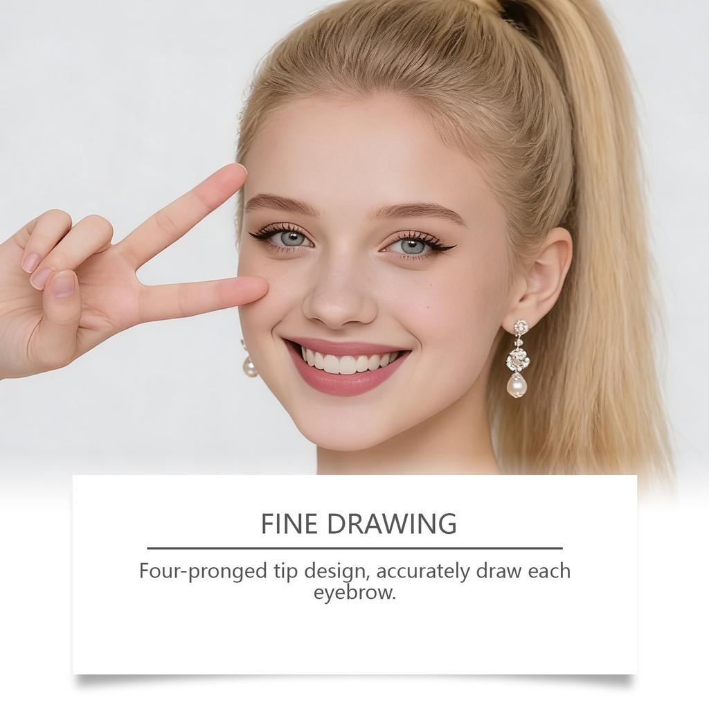 Zephoco 4-Claws Liquid Eyebrow Pencil: Waterproof Long-Lasting Eyebrow Pen with Microblading Tip, Natural Coloring & Sweat-Proof, 3 Shades