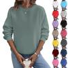 Women's Loose Long Sleeved Pullover Round Neck Large Solid Color Hoodie