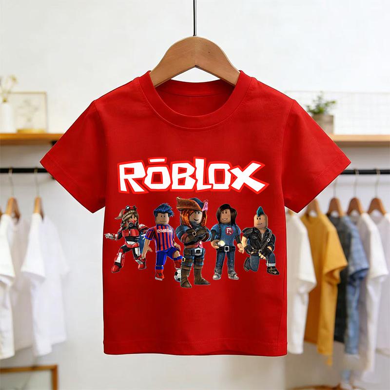 2026Roblox Tshirt Summer FashionShort Sleeved Top Tshirt Boys and Girls Tops Summer Game Streetwear White Kids Tees