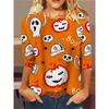 Pumpkin Cat 3D Printed Top Casual Long Sleeved Women's T-shirts - Soft Medium Stretch Polyester Fabric Spring and Autumn Relaxed Fit Clothing