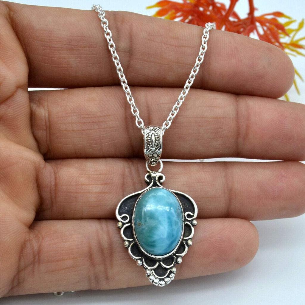 Ожерелье и подвески, ожерелье из натурального ларимара, ожерелье из стерлингового серебра 925 пробы