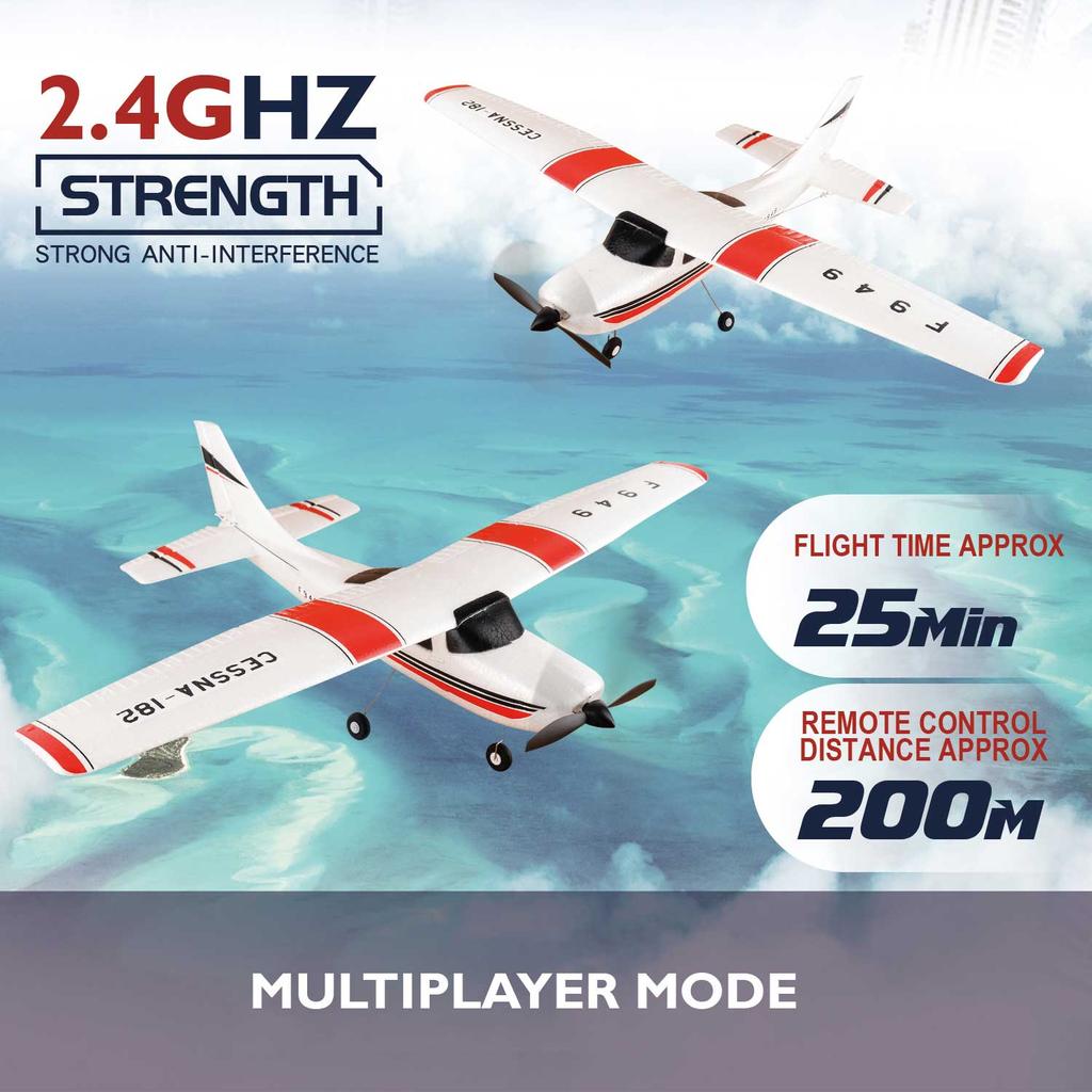 2.4G F949 LCD Версия Радиоуправляемый Самолет Cessna 182 3D6G 3-канальный Самолет с Фиксированным Крылом Внешний Дрон RTF С Гироскопом И Ночным