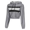 Women Casual Reflective Splicing Set Long Sleeve Crop Tops + Pants