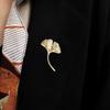 Women Ginkgo Leaf Shape Brooch Pin Enamel Tree Leaf Badge Coat Sweater Scarf Pin Clothes Accessories Gift