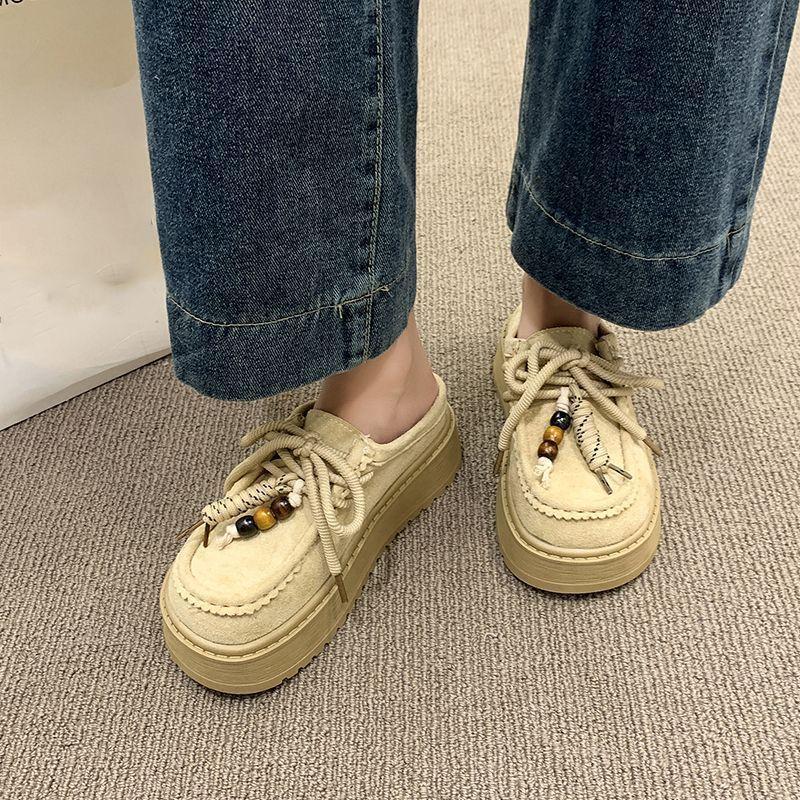 Нишевый дизайнерский сенс, универсальные шлепанцы Boken на толстой подошве, женские, новые осенне-летние 2025, в стиле ретро, этнический стиль, с закрытым носком, полушлепанцы