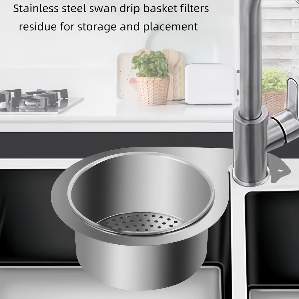 1pc Heavy-Duty Swan Drainage Basket - Undermount Kitchen Sink Organizer With, Space-Saving Countertop Drain for Kitchen