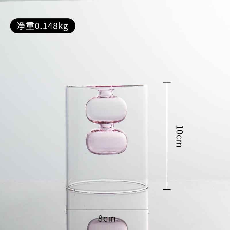 Горячая Распродажа Цветная Стеклянная Ваза Двухслойная Скандинавская Без пламени Ротанговая Аромабутылка Высокий Боросиликат Гостиная Цветочная Композиция