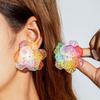 Summer New Cute Colorful Multi-Layer Resin Flower Earrings for Women's Jewelry Rainbow Flower Earrings