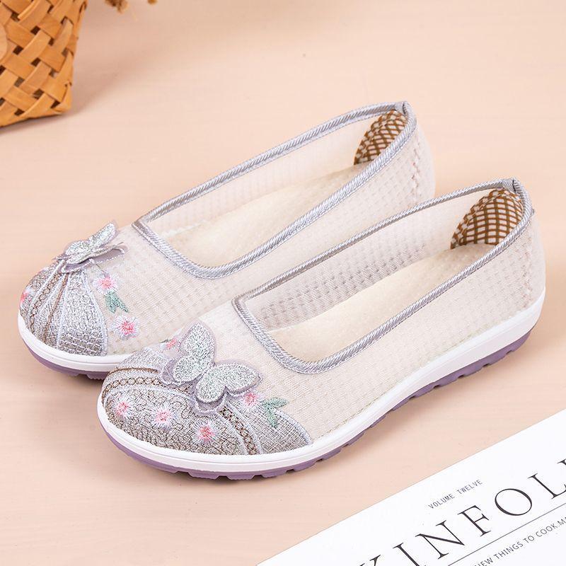 Летние новые туфли из ткани с мелким горлом, женские тонкие нескользящие дышащие сетчатые туфли