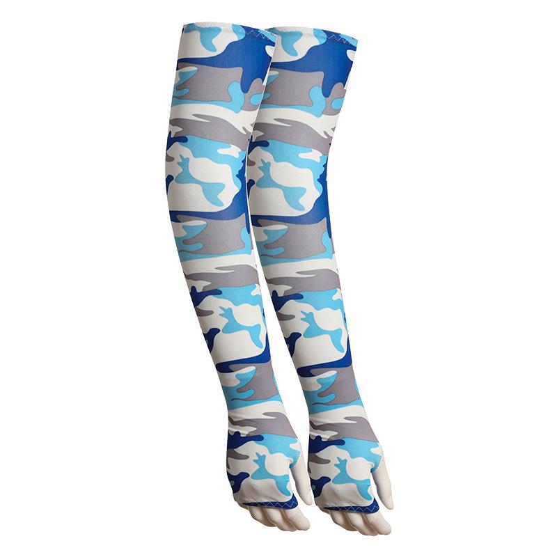 Пара уличных солнцезащитных рукавов из ледяного шелка для пеших походов, велоспорта, камуфляжные, очень большие и длинные рукава без пальцев для велосипедов и рыбалки