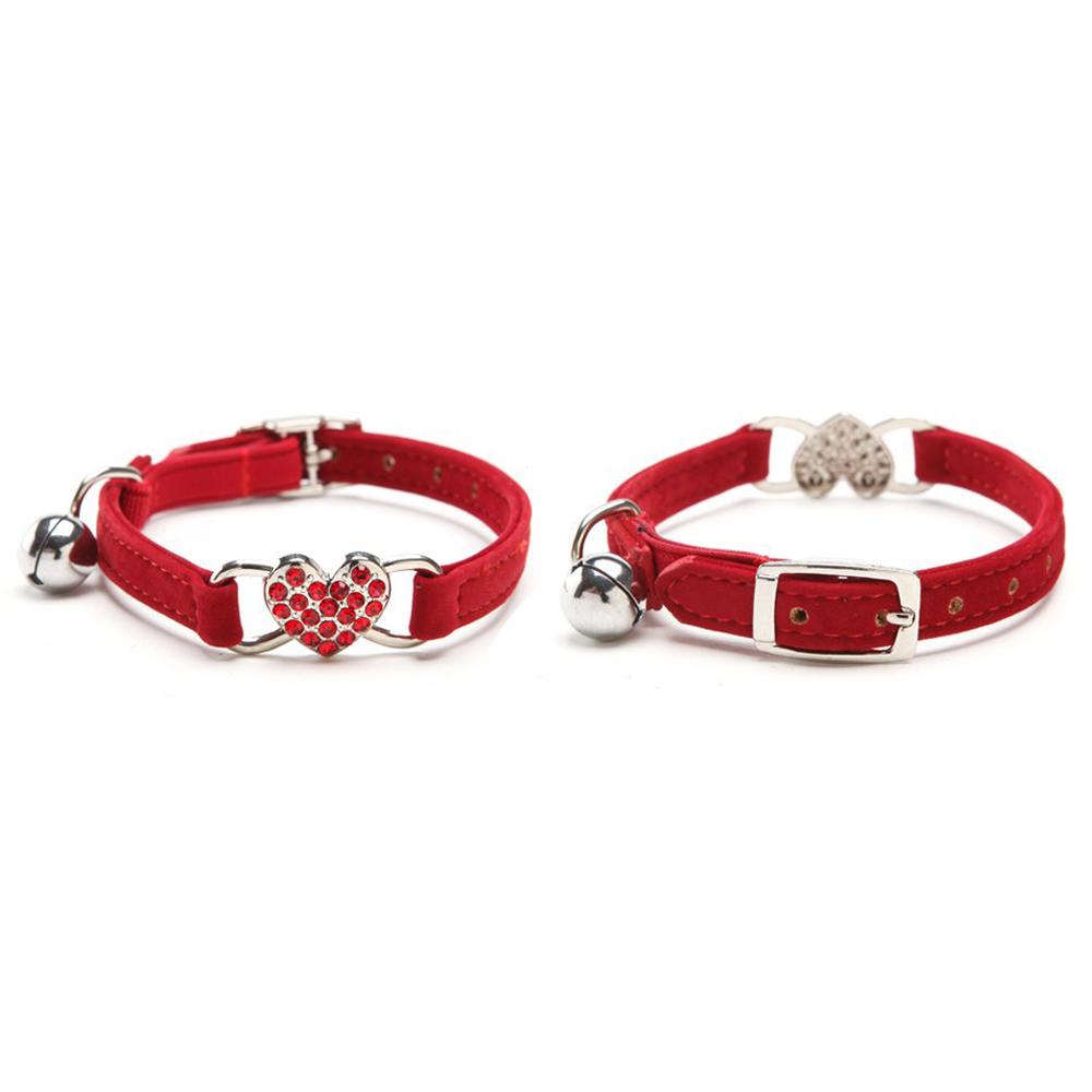 Puppy Cat Kitty Elastic Velvet Pet Necklacce Bell Heart Shape Dog Collar