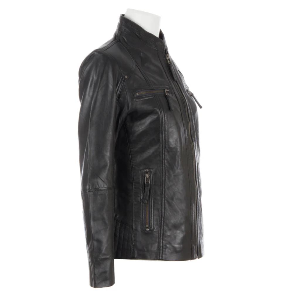 AVIATRIX Women's Real Leather Jacket (OBFQ) - Black