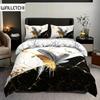 Модный комплект постельного белья с бронзовым мраморным принтом и перьями, мягкий и удобный комплект постельного белья для спальни, гостевой комнаты