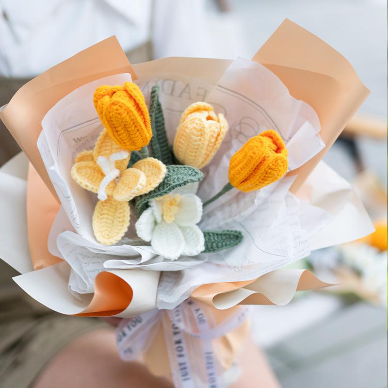 Handmade Wool Flower Bouquet Diy Crochet Material Package Knitting Bouquet Mother's Day Birthday Creative 520 Graduation Gift