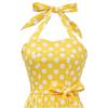 Retro polka-dot lace-up halter-neck flared ball gown performance dress, bohemian style